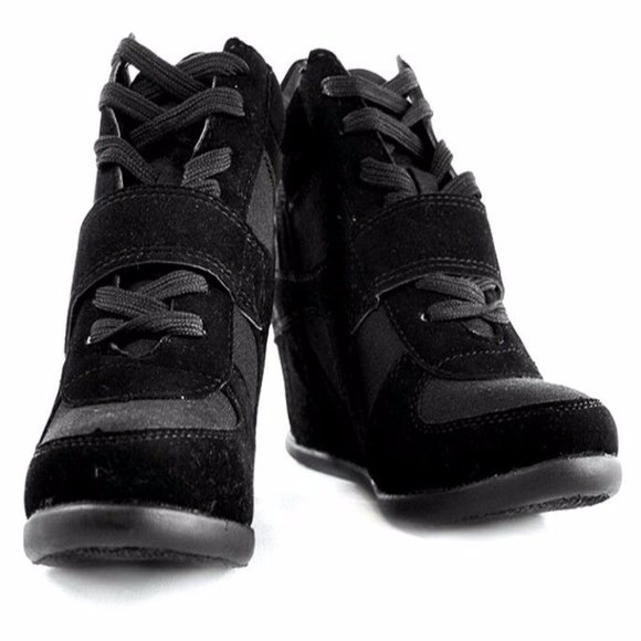 Sammy High Top Hidden Wedge Heels Lace-up Sneakers - Picture 1 of 4